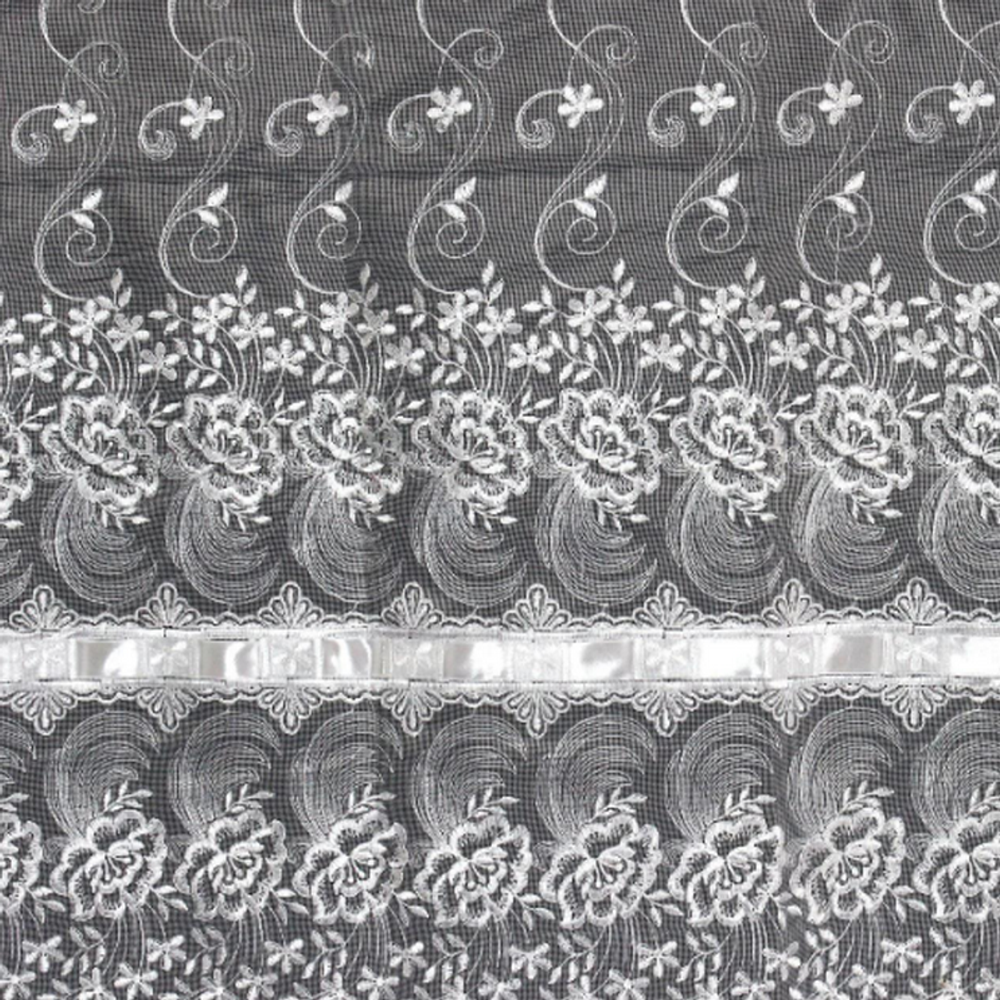 Полотно вышитое "ФМ. ЛЕНТОЧКА" рис. 6-13-04, ширина 3м, цвет белый, Россия.