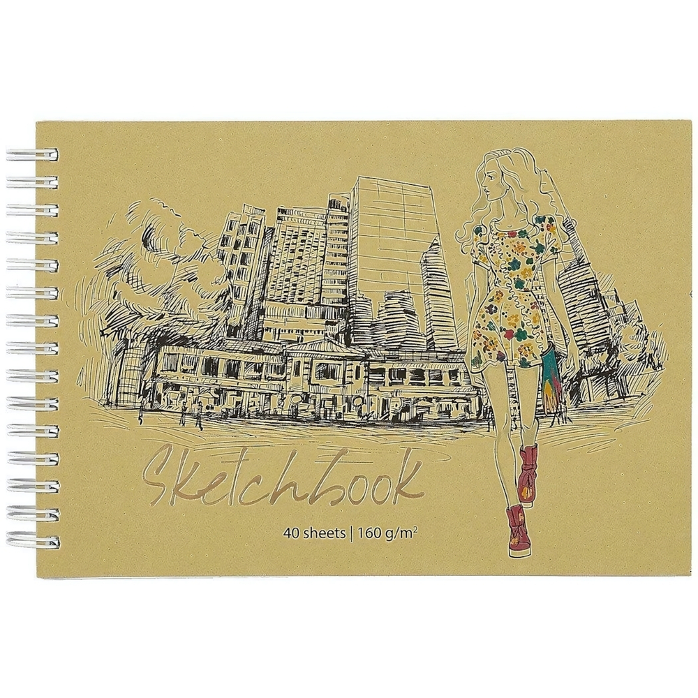 Скетчпад А5 40л. "City girl" облистер диз карт. тверд подл фольг 160г (Академия Групп)
