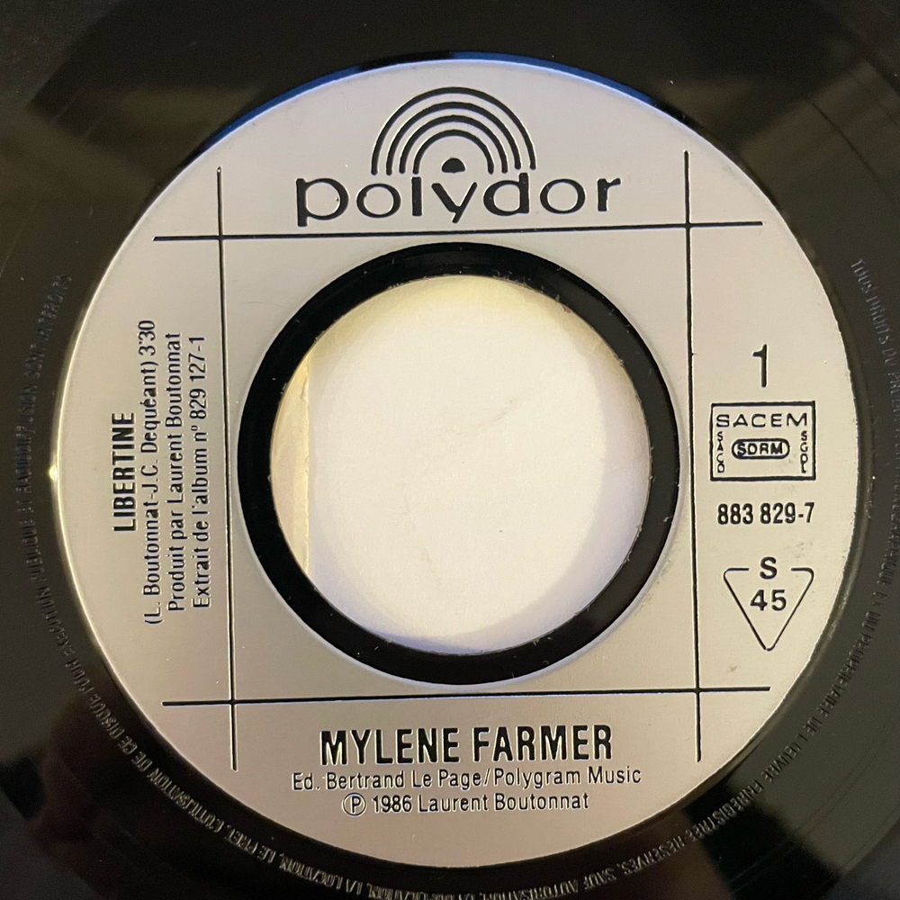 Винтажная виниловая пластинка LP Mylene Farmer Libertine (Франция 1986) 7 дюймов, маленькая пластинка