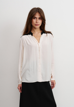 Блуза с черной планкой, молочная