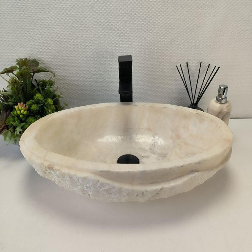 Раковина из оникса Oval White Marmo Wave OO-62704 58*38*15