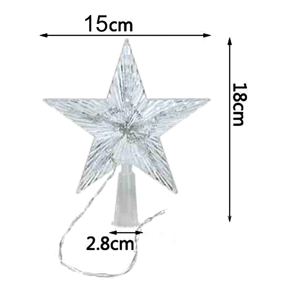 Верхушка ёлочная Звезда прозрачная 15х15 см LED10 с удлинителем 3 метра, 1 режим 220В