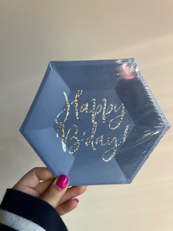 ПД Тарелки бумажные, Happy B'day! Синий, 20 см, 6шт, 1 уп.