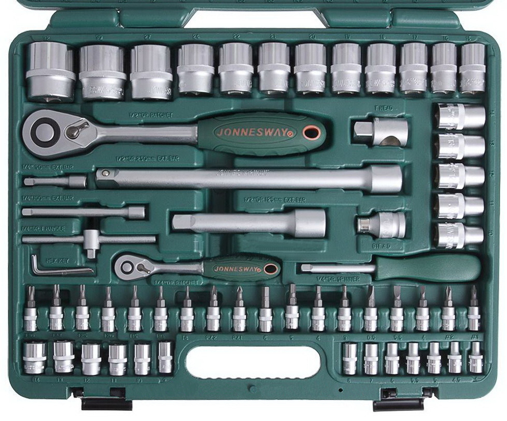 Универсальный набор инструментов JONNESWAY 1/2" и 1/4" 94 предмета