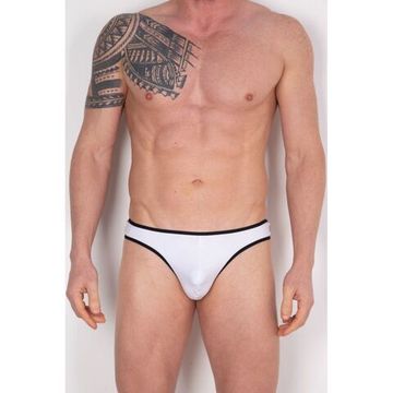 Мужские трусы стринги белые с черной резинкой Cosmos Colors PC10_WB