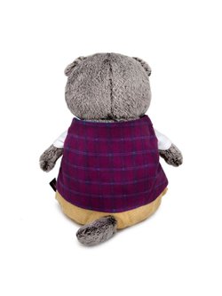 Мягкая игрушка Басик в бордовом жилете с розочкой 19см