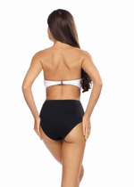 Раздельный купальник: белый лиф-бандо и черные высокие плавки (Размер: 80C/40) (Цвет: черный с белым)