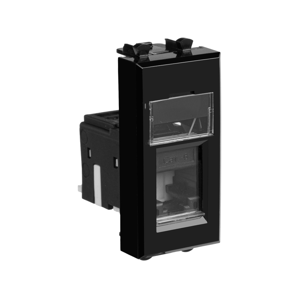 Компьютерная розетка RJ-45 модульная, кат.6, "Avanti", "Черный квадрат", 1 модуль