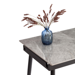 Стол обеденный Balmoral/Балморал столешница керамика (глянцевая) / опоры металл, серый/чёрный, (120+40)x80x75(+1) см