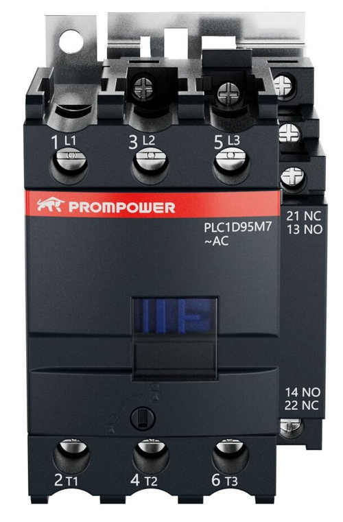 Контактор Prompower PLC1D95M7 серии Pulse, ток 95А, 3 полюса, доп контакт 1НО+1НЗ, катушка 230AC