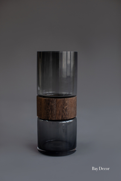 Ваза Маленькая с деревянной вставкой