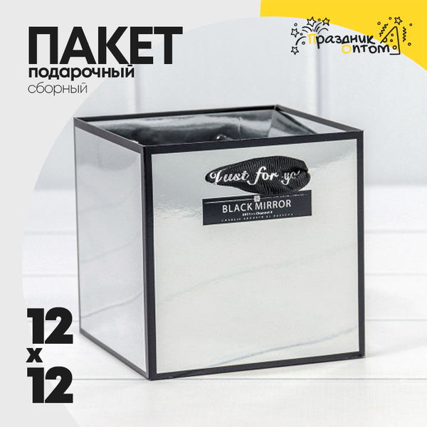 
          Пакет подарочный 12х12х12см Сборный Премиум (Серебряный)