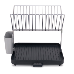 Сушилка для посуды и столовых приборов 2-уровневая со сливом Y-rack серая Joseph Joseph