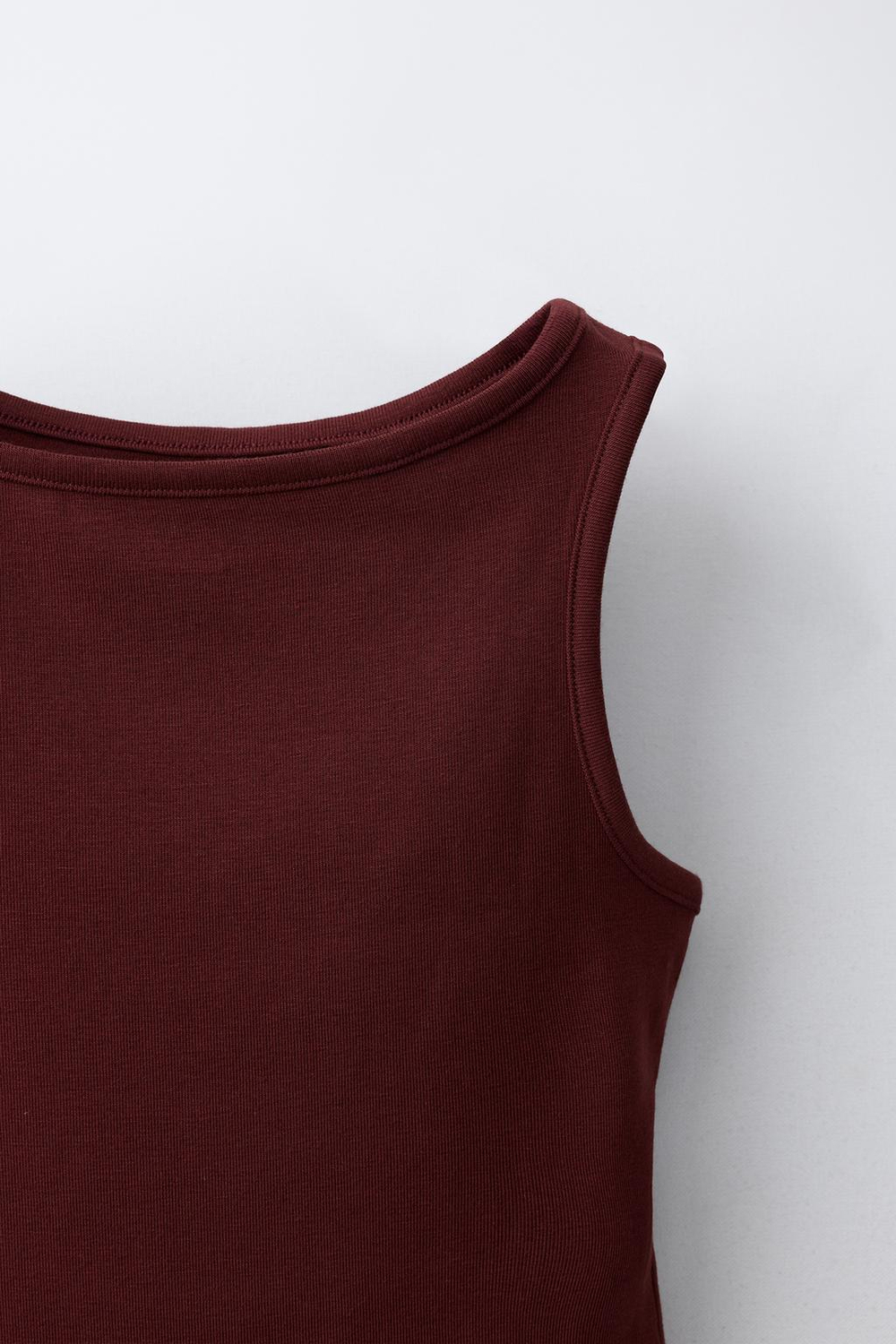 ZARA ОДНОТОННЫЙ ТОП ИЗ МОДАЛА, БУРГУНДИ