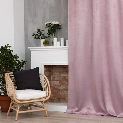 Штора портьерная Классика на люверсах 130*300 см, 100% п/э (свето-розовый)