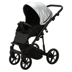 Детская коляска Adamex Mobi Deluxe 2 в 1 M-SD09 (СЕРЕБРИСТЫЙ+ЧЕРН.КОЖА)