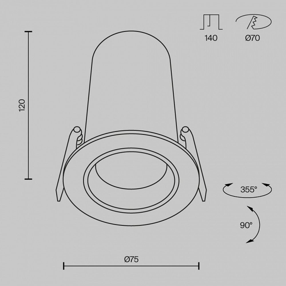 Встраиваемый светильник Maytoni Technical FOCUS LED DL125-L12-3K-W