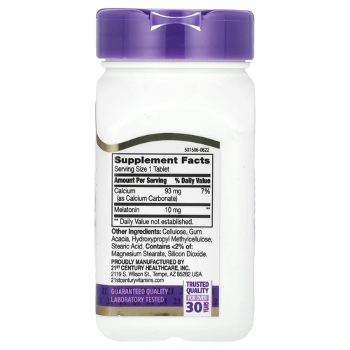 21st Century, мелатонин с замедленным высвобождением, 10 мг, 120 таблеток