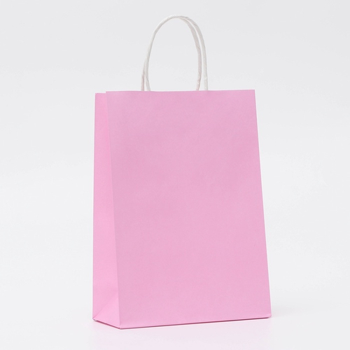 Пакет крафт розовый, круглая ручка, 15 х 21 х 8 см, 120 г   10420711