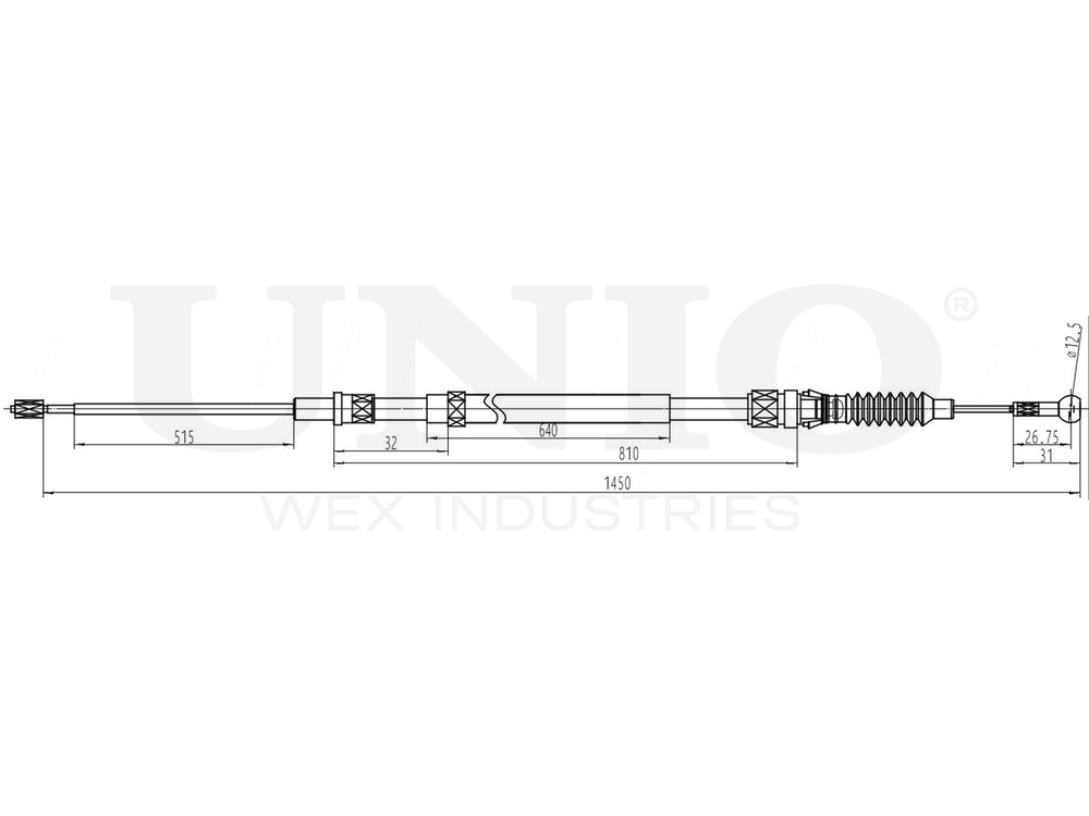 Трос стояночного тормоза задний UNIO CAB-60041