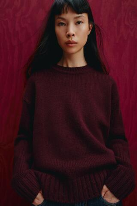 ZARA ОДНОТОННЫЙ СВИТЕР, ЦВЕТ БУРГУНДСКОГО ВИНА