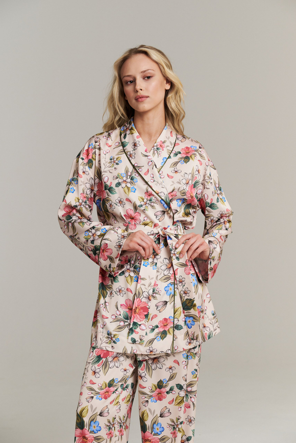 Пижамная блуза-кимоно с шалькой