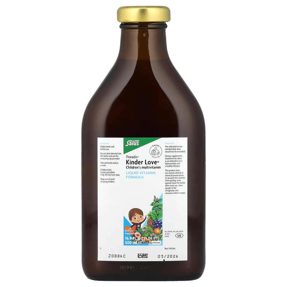 Floradix, Kinder Love®, мультивитамины для детей, 500 мл (16,9 жидк. Унции)