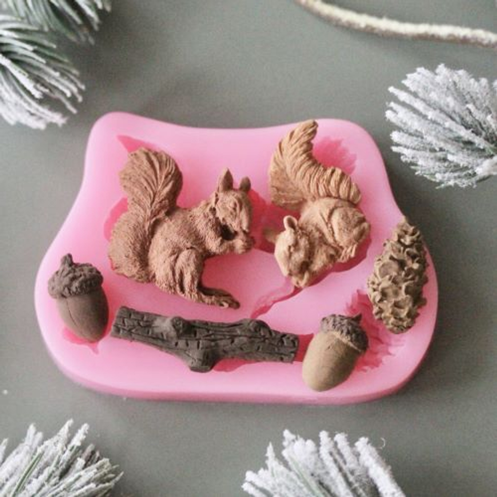 Молд силиконовый "Белочки" / форма для лепки из полимерной глины, мастики, шоколада