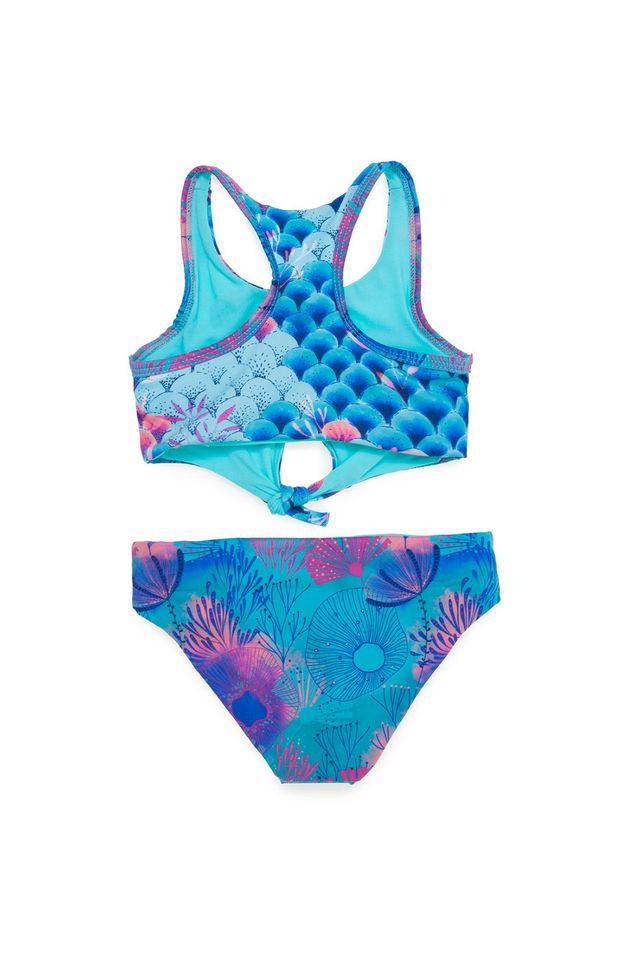 Бирюзовый раздельный купальник с завязками