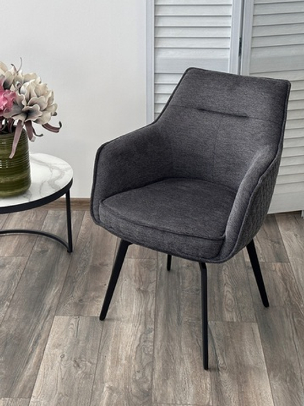 Стул М-City DISAUR Ренли (Renly) поворотный на 180 градусов, Brego-16 темно-серый, ткань, Черный