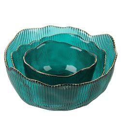 Салатник, набор 3шт. "Frost stripe" (зеленый) d=12,5/15,5/19см (стекло) (транспортная упаковка)