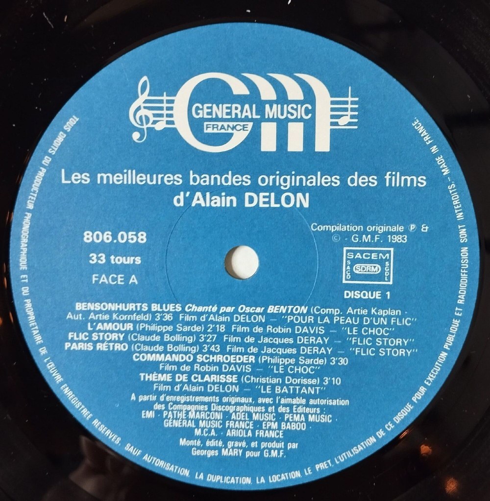 Винтажная виниловая пластинка LP Les Meilleures Bandes Originales Des Films D Alain Delon Ален Делон (France 1983)