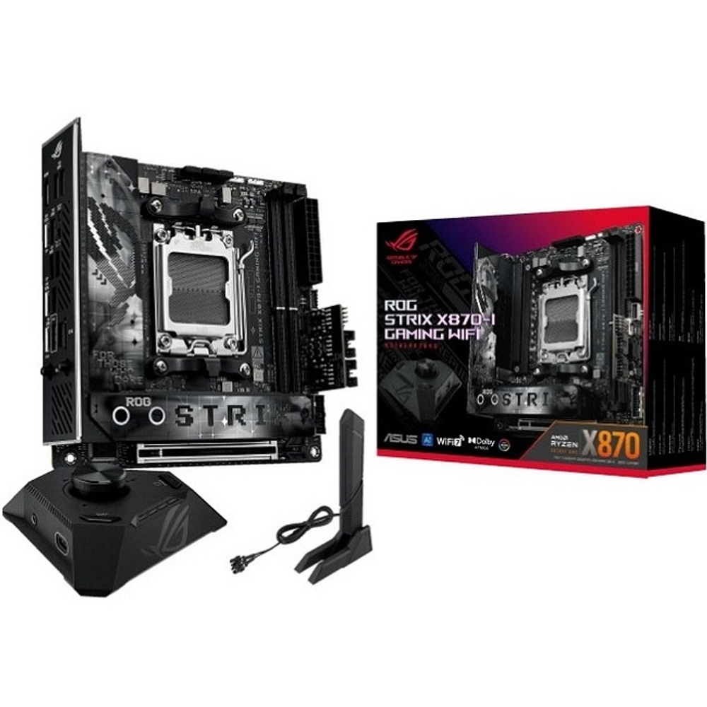 Материнская плата ASUS ROG STRIX X870-I GAMING WIFI (AM5/AMD X870/2xDDR5/PCI-Ex16/2xM.2/SB/Wi-Fi/BT/HDMI/DP/Mini-ITX)