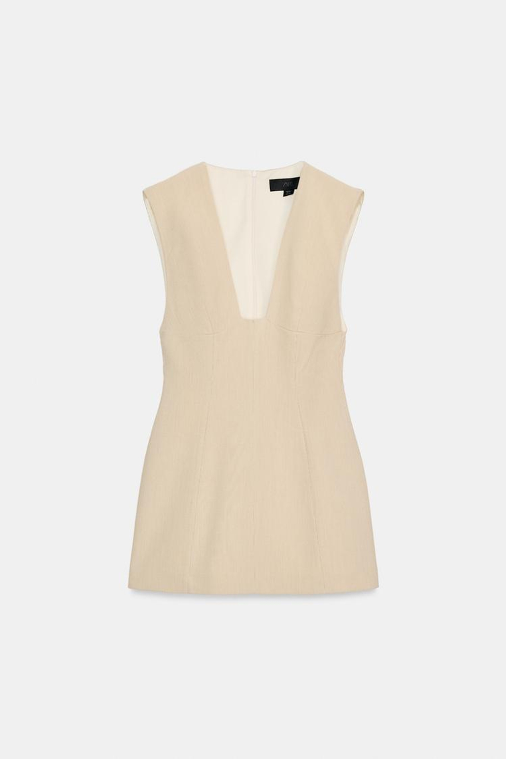 ZARA КОРОТКОЕ ПЛАТЬЕ В ПОЛОСКУ, ЭКРЮ/ЖЕЛТЫЙ