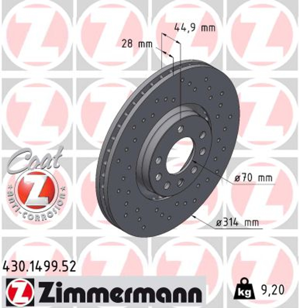 ZIMMERMANN - 430149952-ZIM - Brake Disc