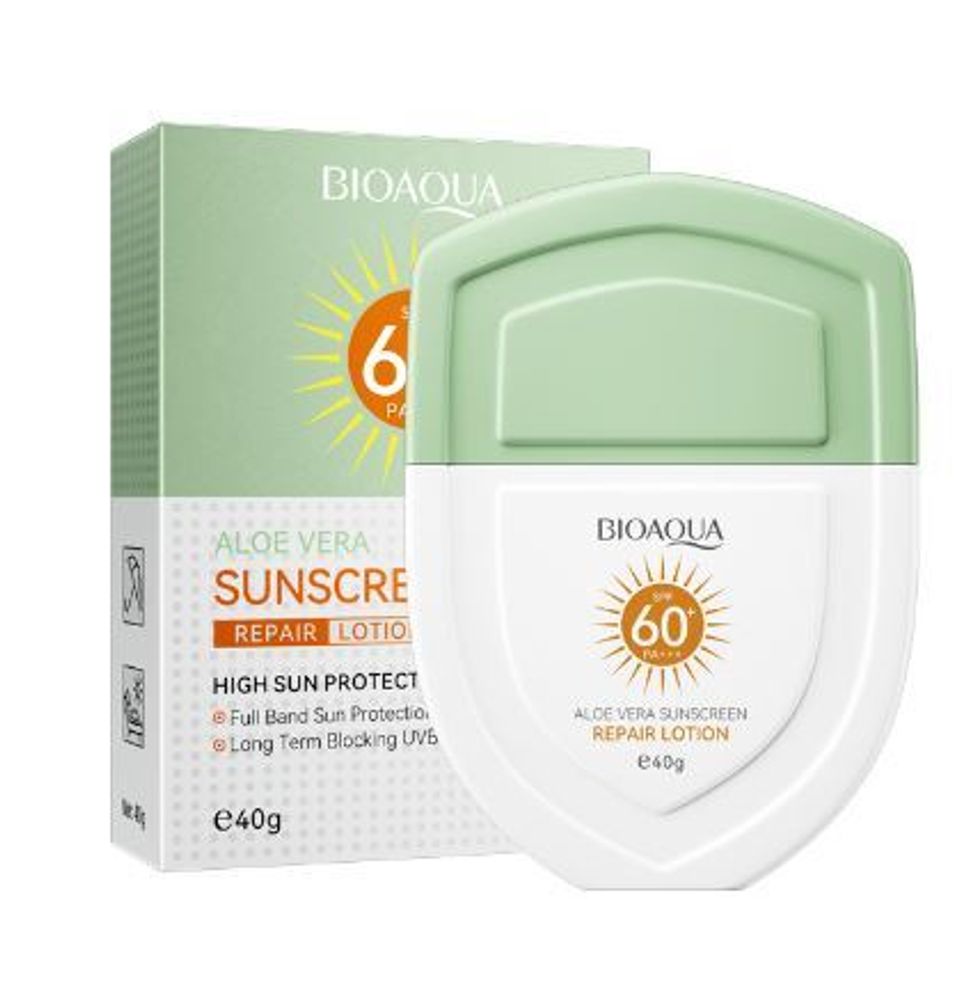 Bioaqua Солнцезащитный крем-лосьон с алоэ вера SPF 60+, 40 гр.