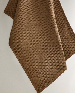 ZARA HOME КУХОННОЕ ПОЛОТЕНЦЕ С ВАФЕЛЬНЫМ УЗОРОМ, КОРИЧНЕВЫЙ