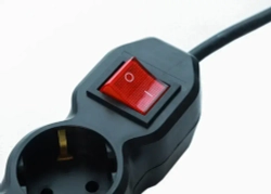 Удлинитель сетевой 1 метров, 3 розетки с выключателем