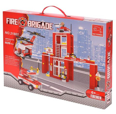 Конструктор блочный Аусини Пожарная бригада 505дет., коробка 21801