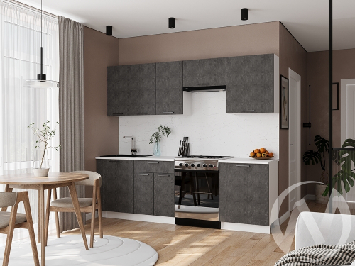 Кухня 2;4 м "Хейли" белый; бетон (корпус белый)