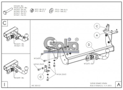 Фаркоп оцинкованный Galia S114A для Suzuki Grand Vitara 3 дверная 2005-2016(паспорт и сертификат в комплекте)(без электрики)