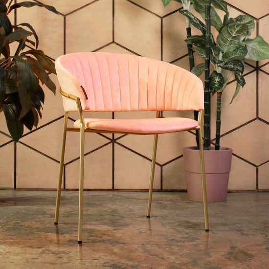 Стул Portman розовый велюр с золотыми ножками