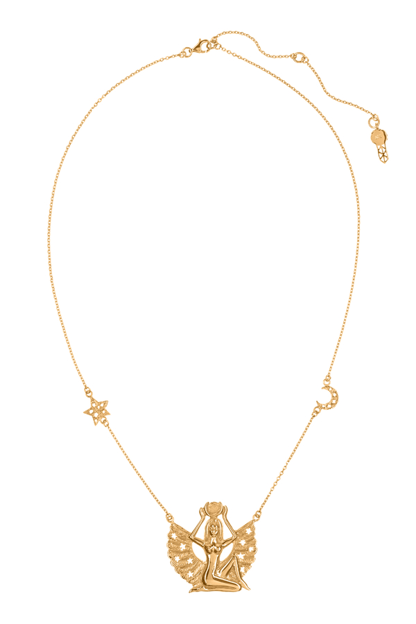 Подвеска "Исида" звезда и луна на цепи, позолота