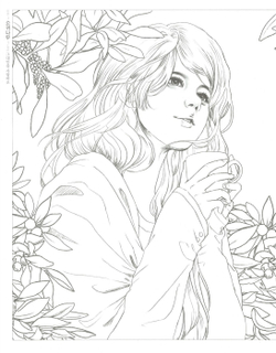 Poetry and girl. Coloring book