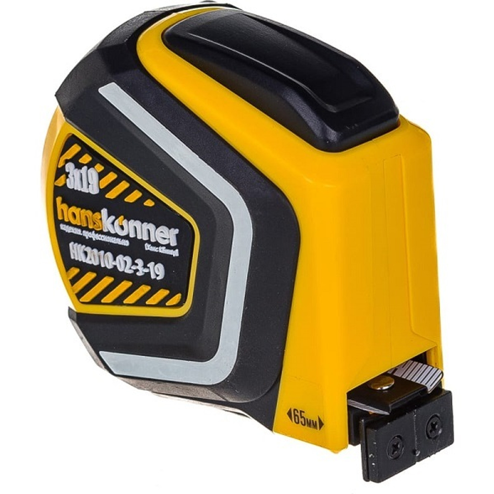 Рулетка 3 м 19 мм обрезиненный корпус, двухстороннее полотно Hanskonner
