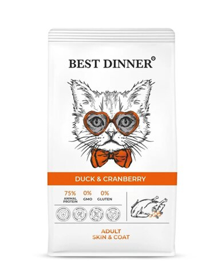 Best Dinner Эдалт с Уткой и Клюквой (сухой корм д/кош)- 1,5 кг