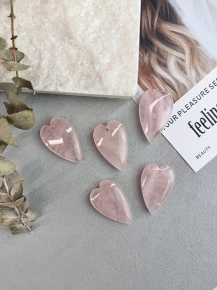 Подвеска сердце, розовый кварц 40*25 мм
