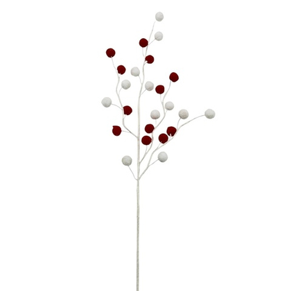 Ветка с комочками красно-белая 71 см [ 92265 ]