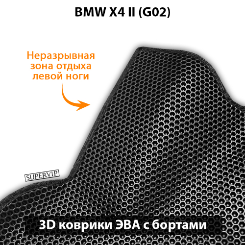 Передние автомобильные коврики ЭВА с бортами для BMW X4 II (G02) 18-н.в.