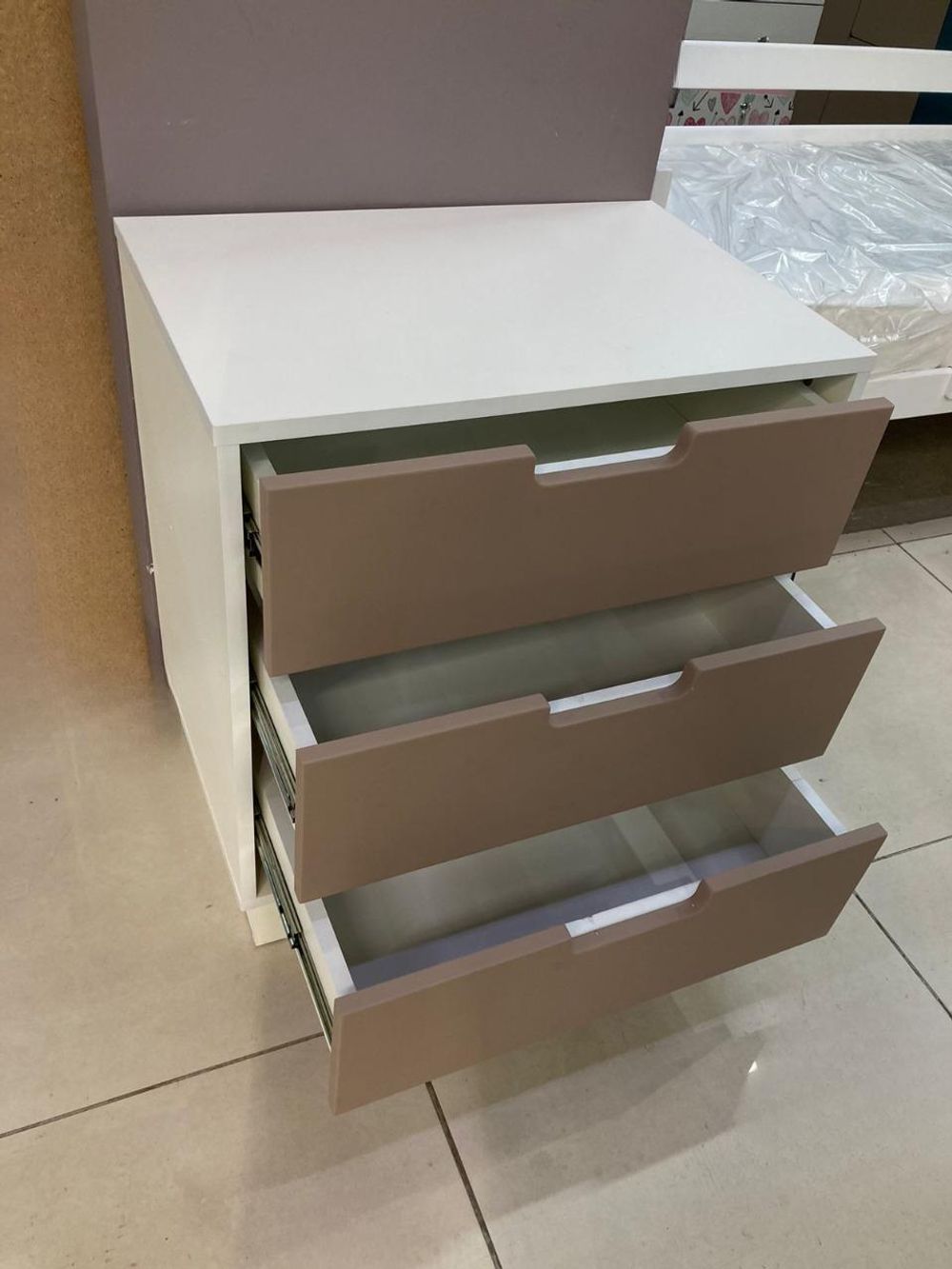 Комод Облако с 3 ящиками МДФ белый/капучино